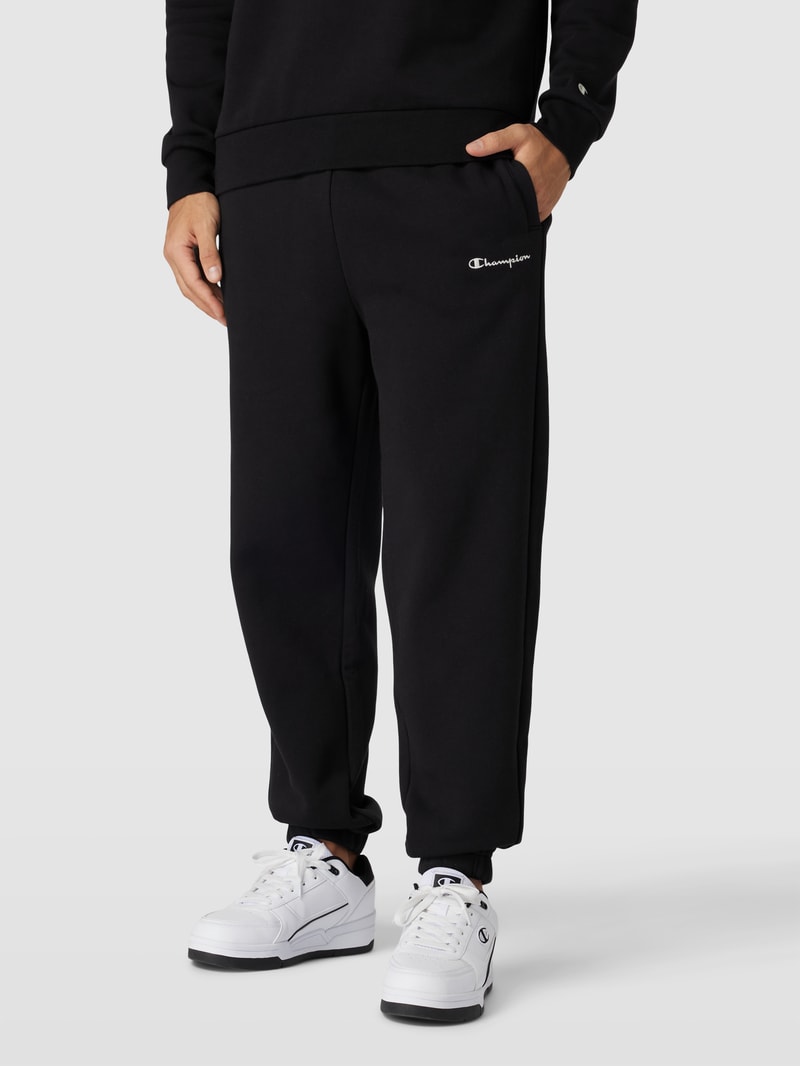 Sweatpants mit Label-Stitching Modell 'Rochester' in schwarz