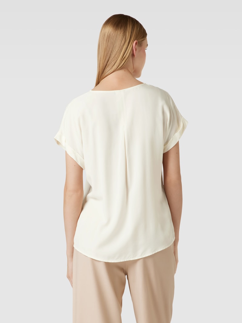 Blusenshirt aus reiner Viskose mit Kellerfalte in offwhite