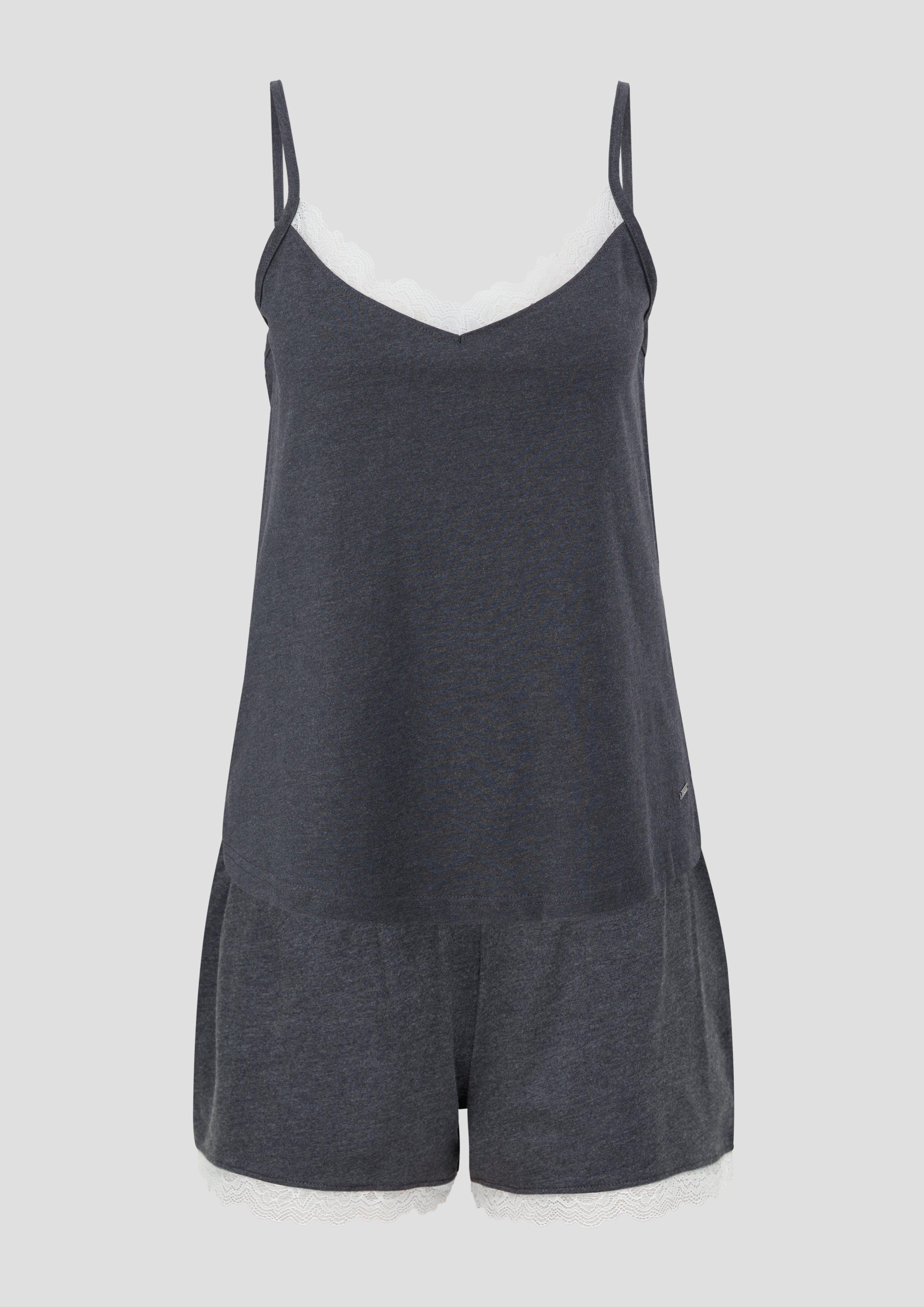 Kurzes Pyjamaset mit Spitzen-Saum  6008694-9500