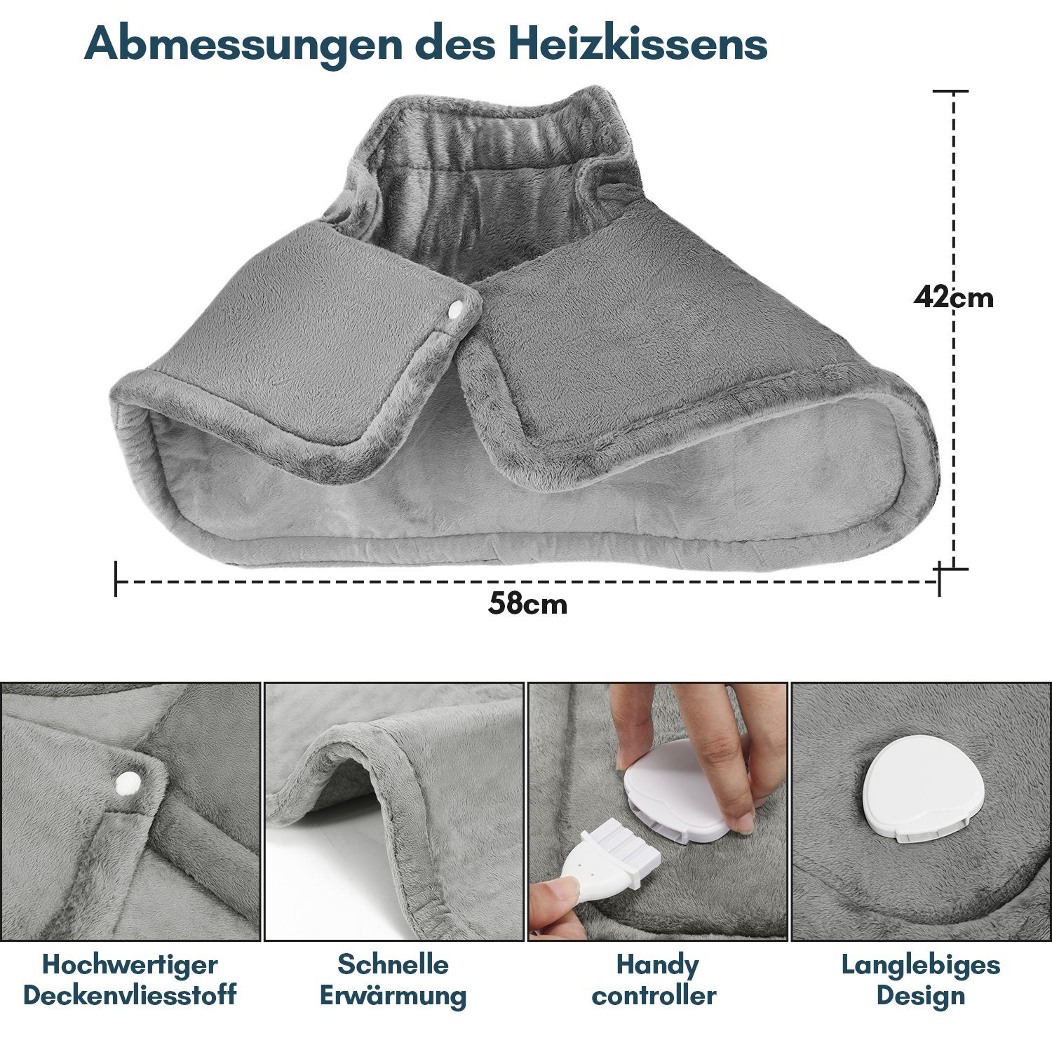 Gimisgu Heizkissen Elektrisch Wärmekissen Nacken Rücken Schulter Heizdecke Silbergrau