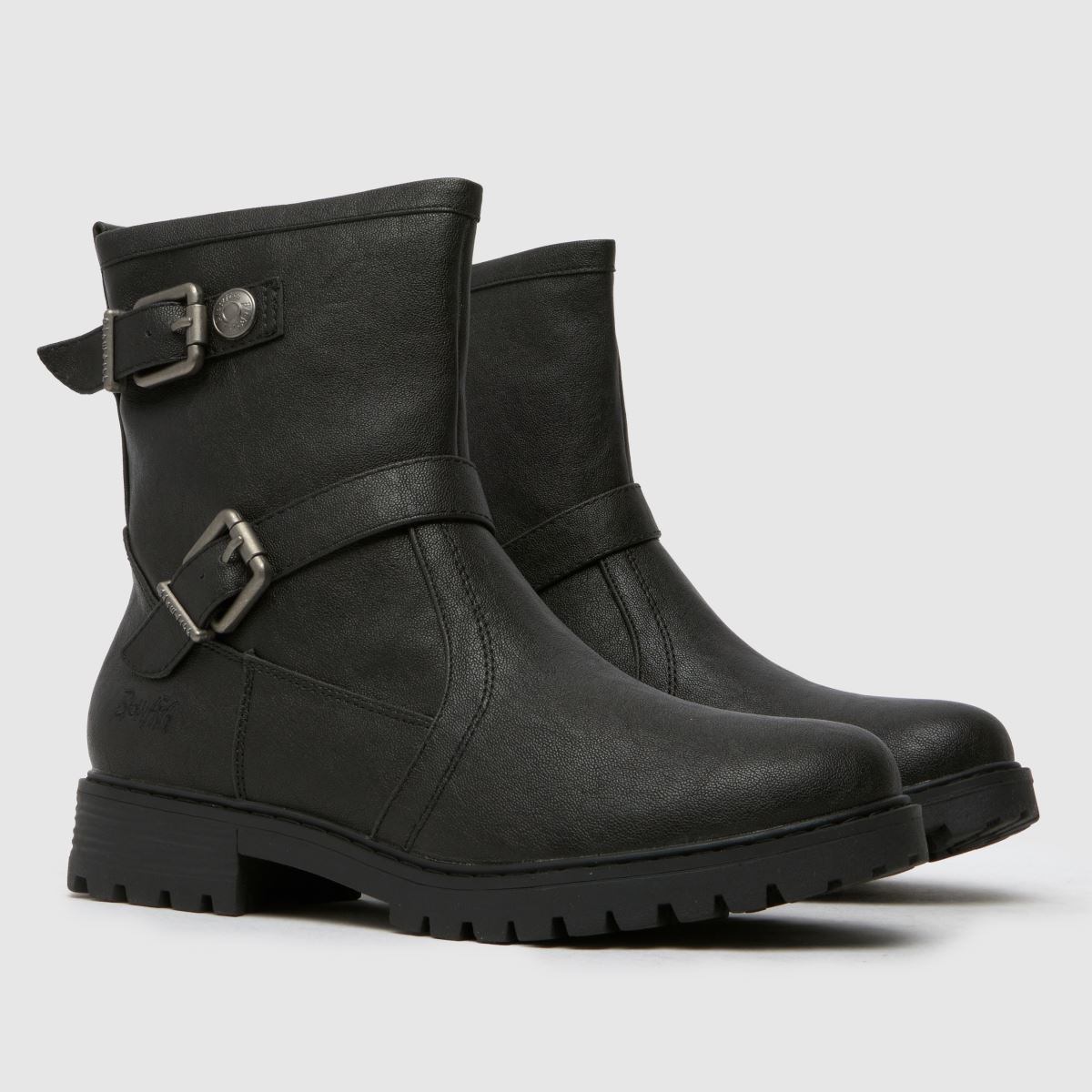 Blowfish Malibu – Svarta bikerboots med raydon-motiv