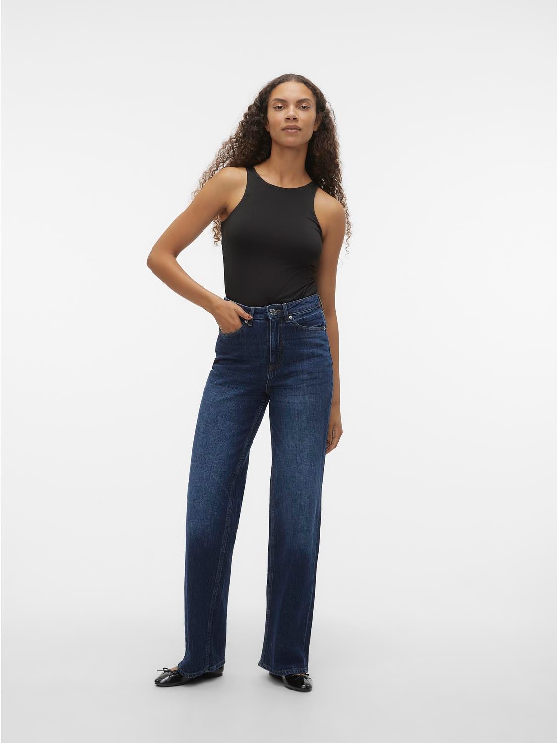 VMTESSA Hohe Taille Weit geschnitten Jeans