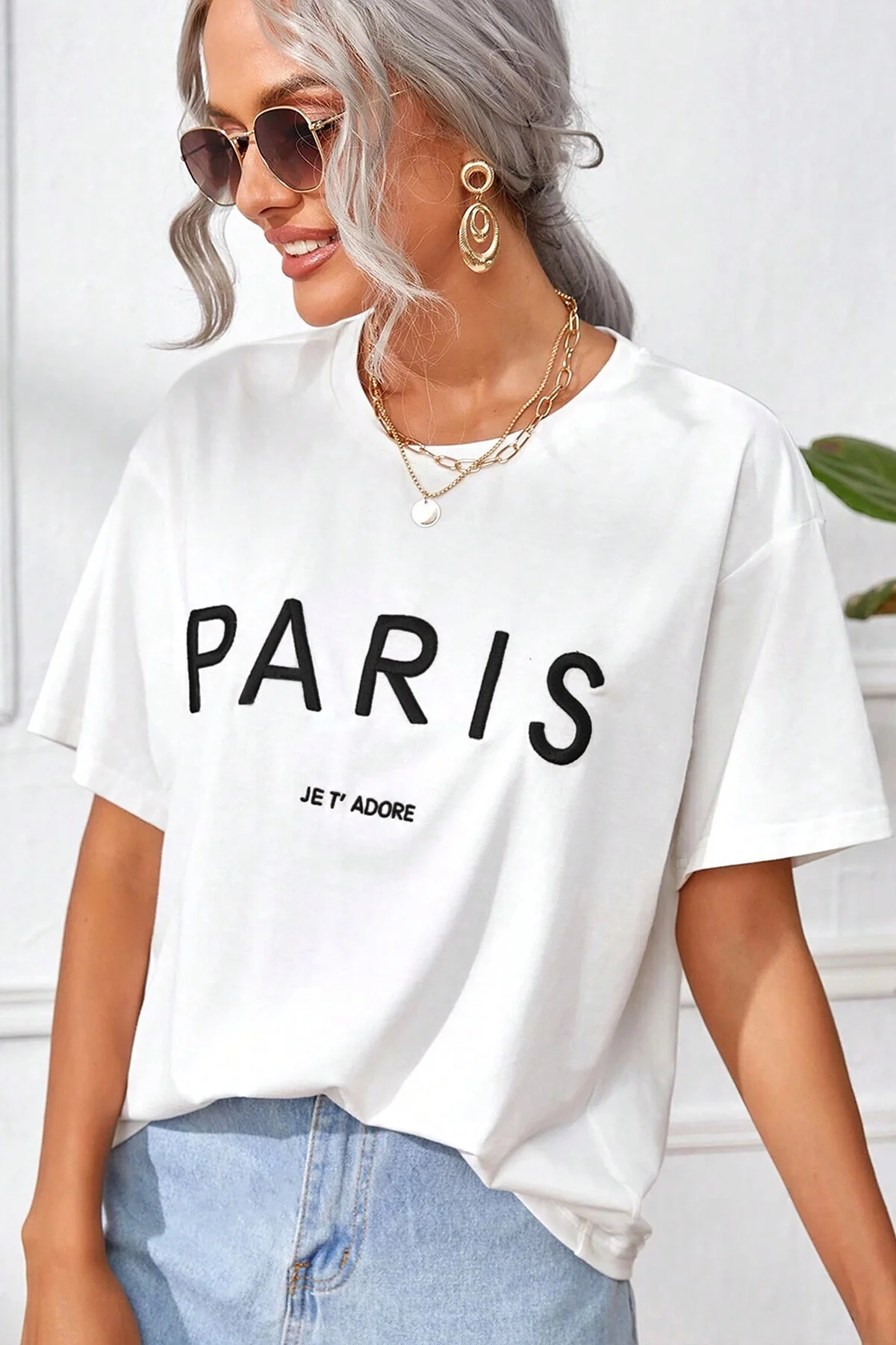 uyguntarz  Übergroßes Unisex-T-Shirt mit Paris-Print