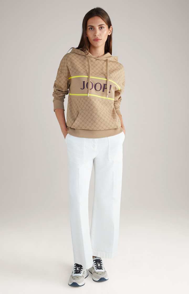 Hoodie in Beige gemustert