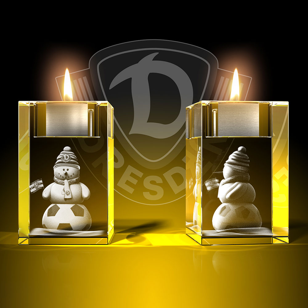Glas Teelichthalter Dynamo-Schneemann