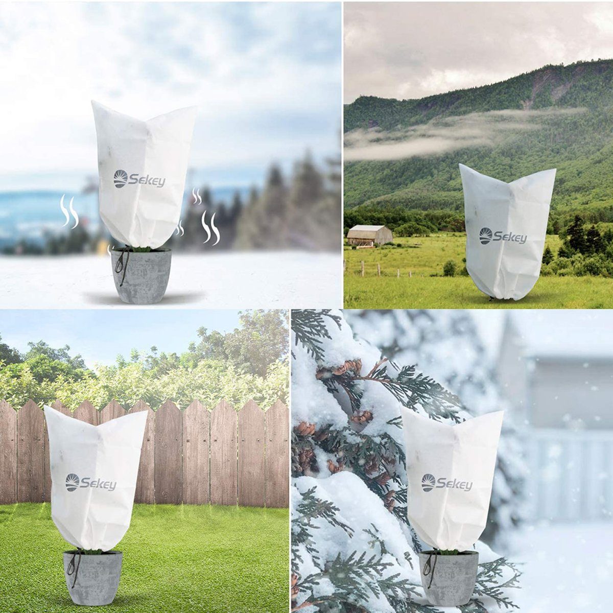Sekey Winterschutzvlies Winterschutz für Pflanzen, Pflanzenschutz Winter Frostschutz Haube, Winter Pflanzenabdeckung Pflanzenhauben aus 80g/m² Vliesstoff, Weiß