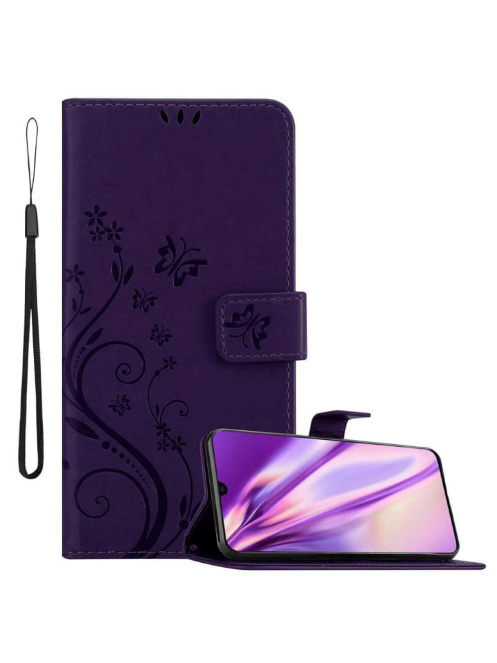 cadorabo Hülle für Samsung Galaxy A70 / A70s Blumen Design in FLORAL DUNKEL LILA günstig kaufen onesize