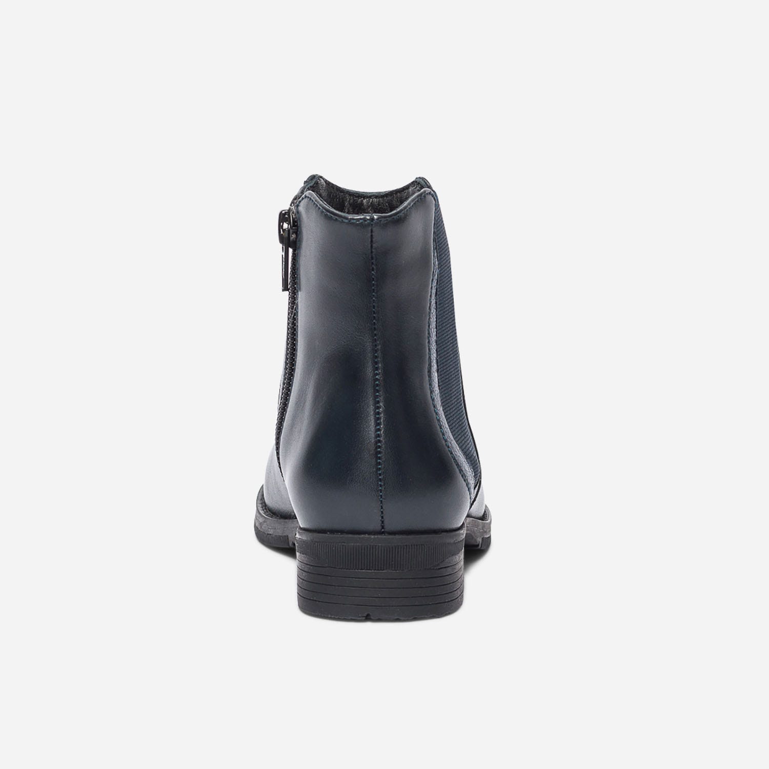 Chelsea boots marine en cuir avec découpe métallisée