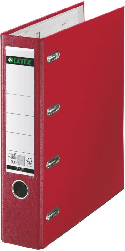 Leitz Doppelordner DIN A4 80 mm Rot 4 Ringe 1012 PP (Polypropylen) Glatt Hochformat