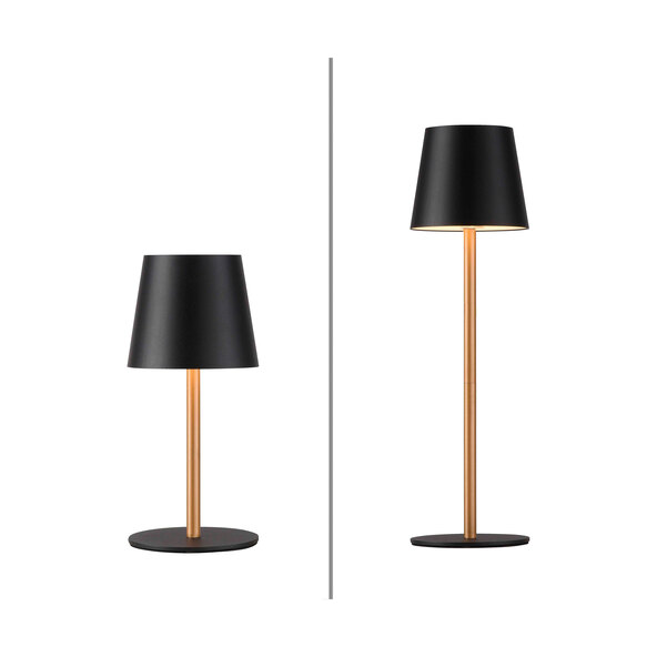 LED-Akku-Tischleuchte Buria, 2er Set, schwarz-messing
