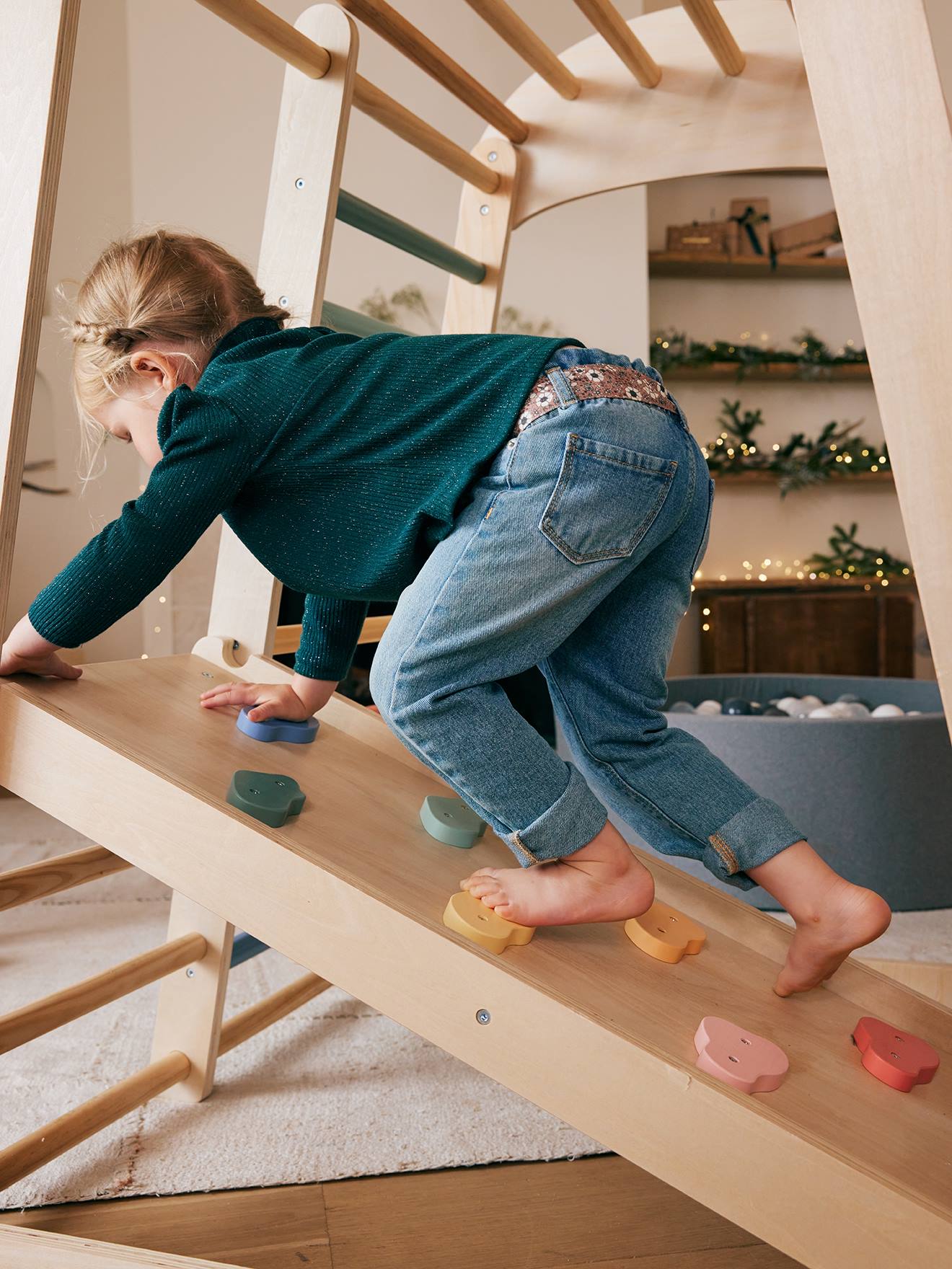 Vertbaudet Kinder Indoor-Klettergerüst, Holz FSC - natur