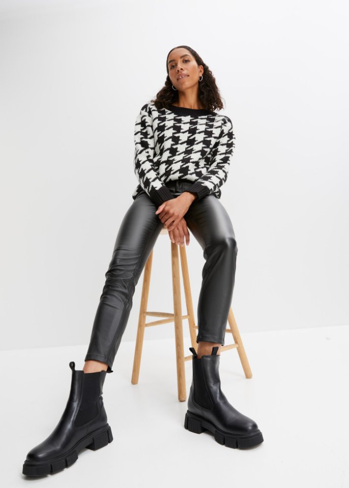 Stretch-Hose mit Beschichtung und Komfortbund, skinny