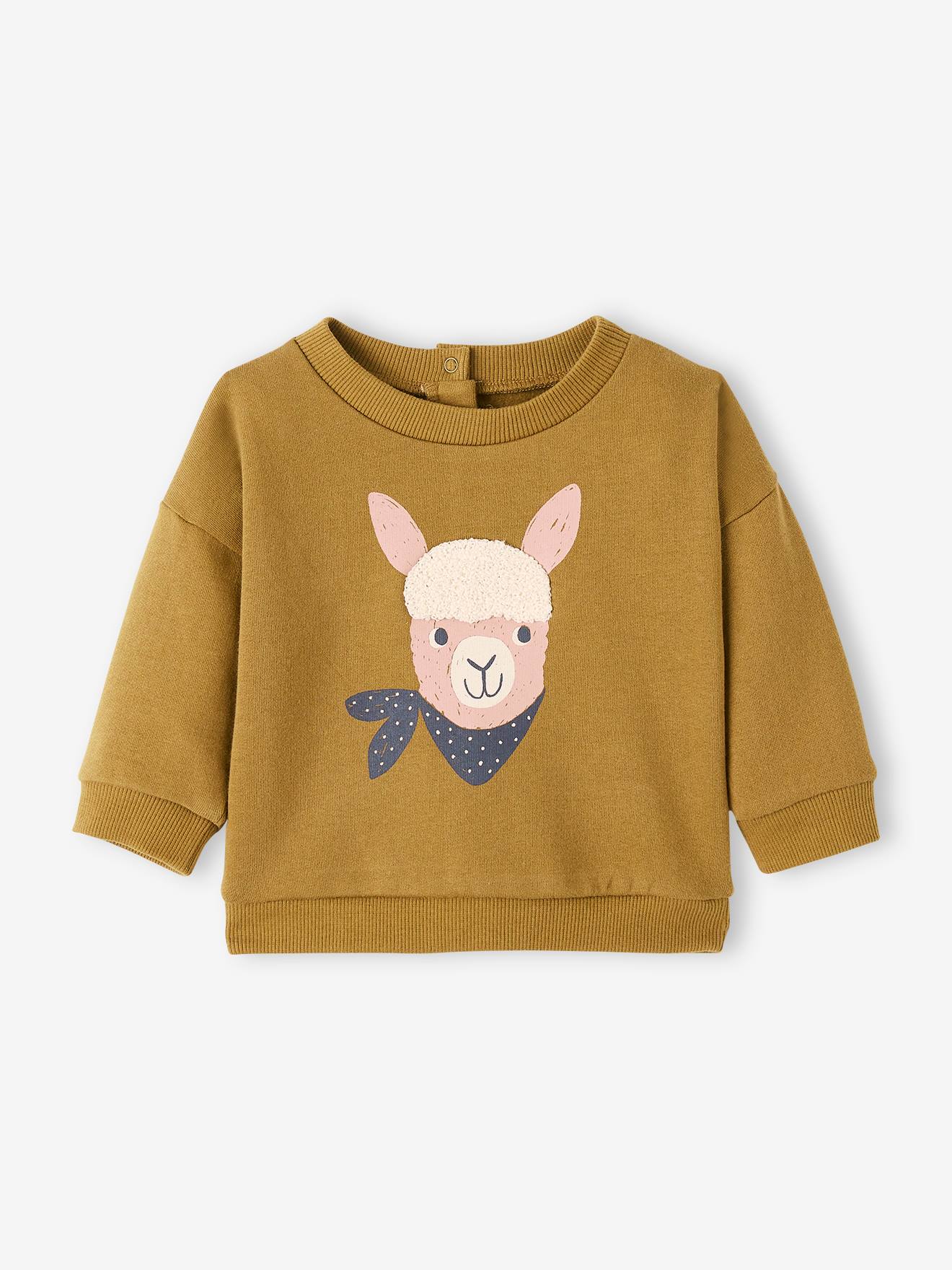 Sweat lama bébé en molleton olive