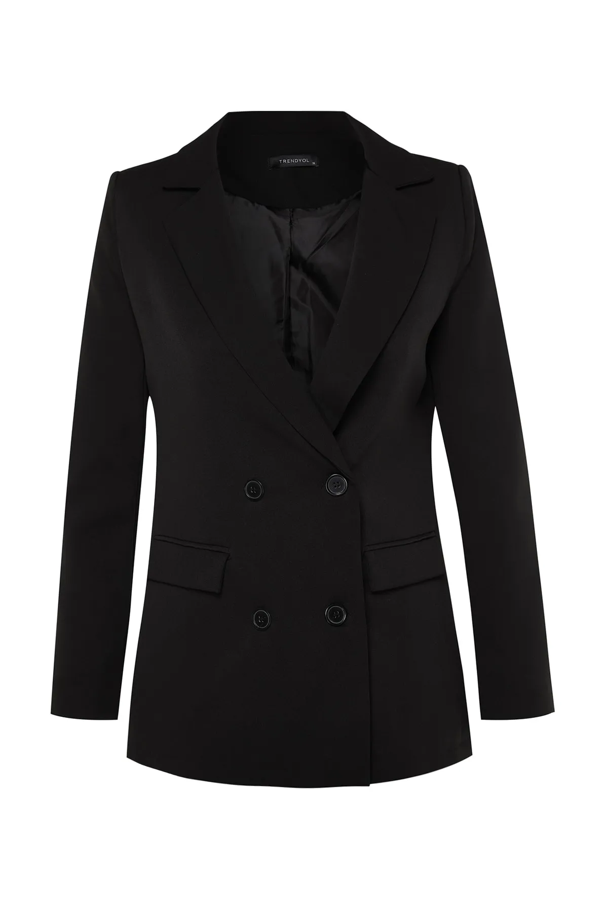 Trendyol Collection  Anthrazitfarbene, gefütterte, gewebte Blazerjacke mit Knopfleiste TWOAW21CE0264
