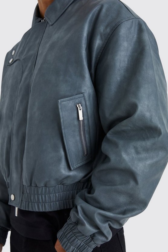 Kastige Bomberjacke mit PU-Detail