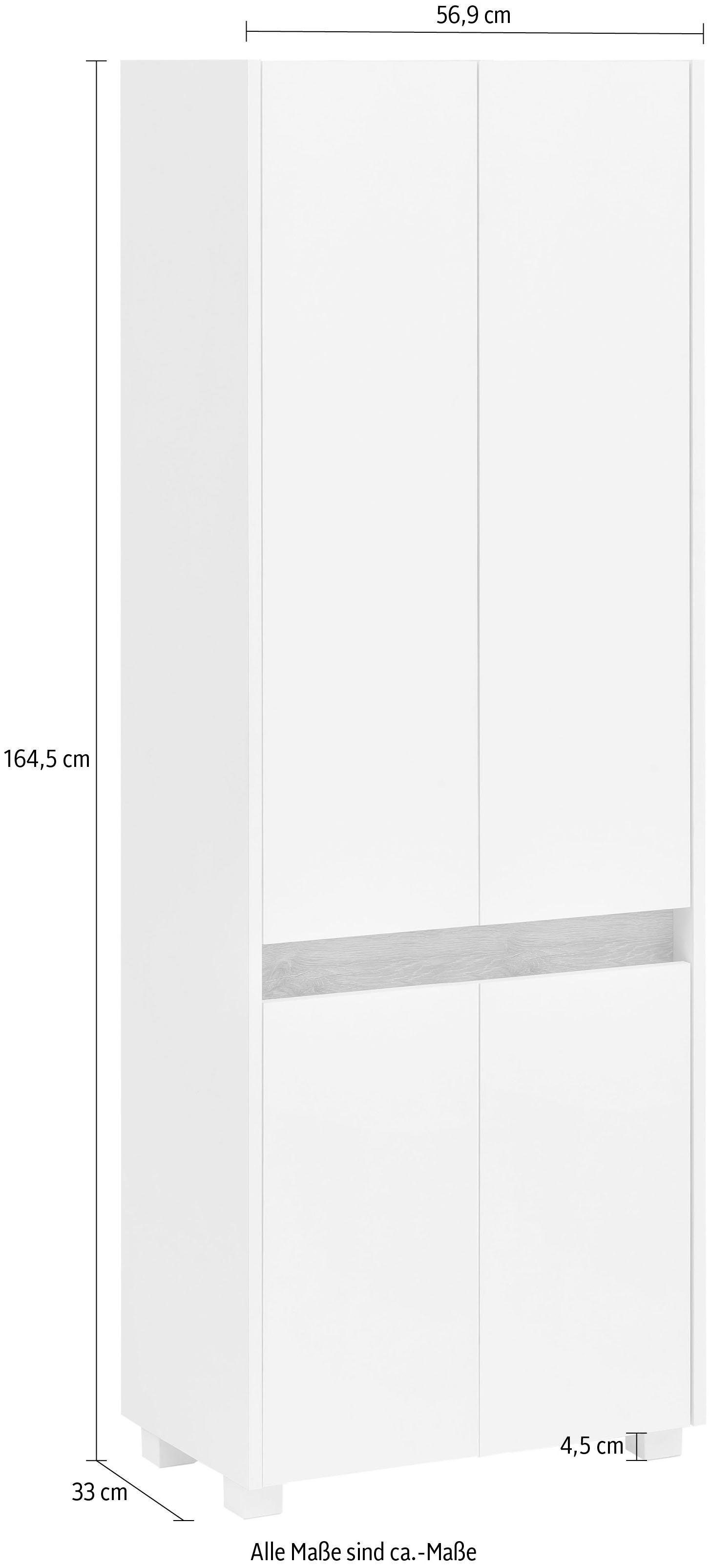 Schildmeyer Hochschrank Cosmo Breite 57 cm, Badezimmerschrank, Blende im modernen Wildeiche-Look