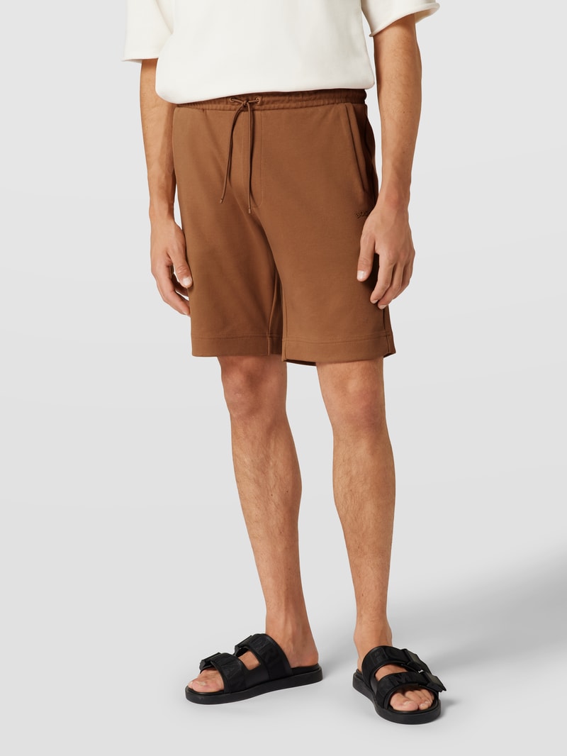Shorts mit Label-Detail Modell 'Headlo Curved' in hellbraun