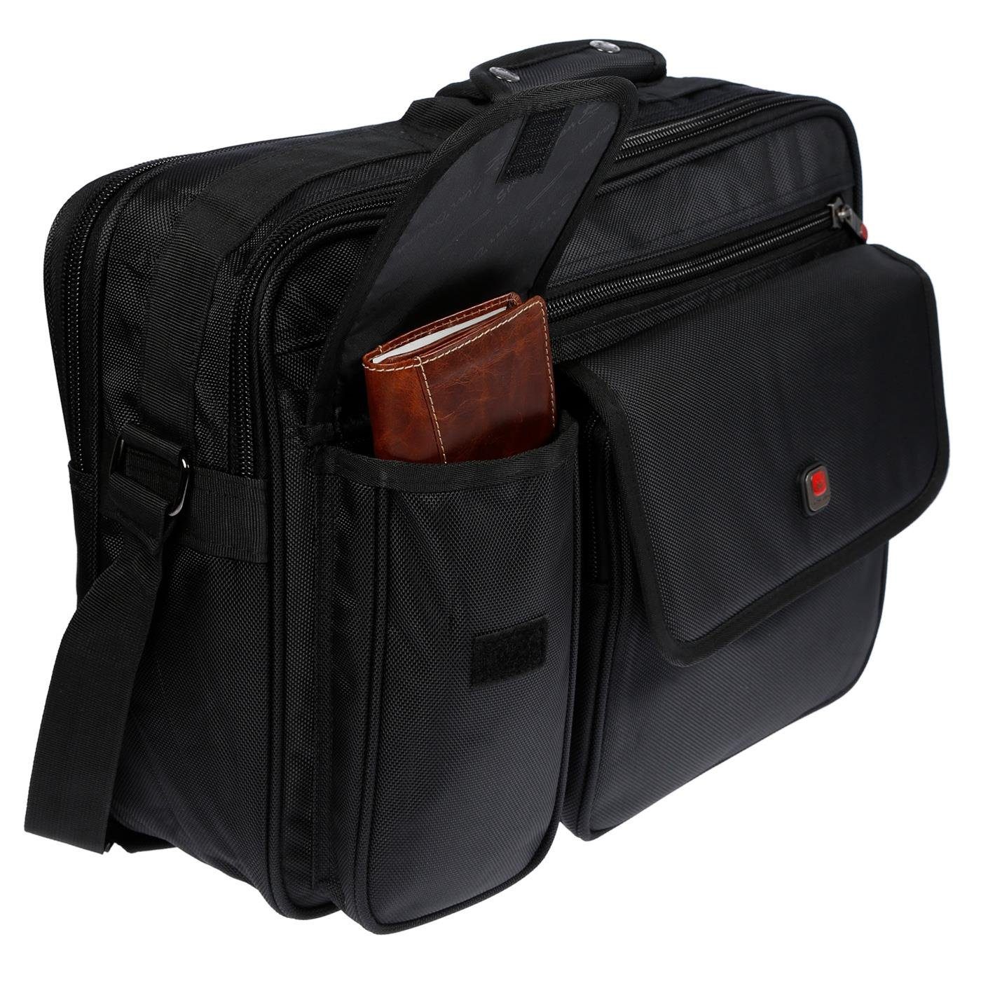 Christian Wippermann Umhängetasche Umhängetasche Laptoptasche 17 Zoll Herren Tasche, Messenger Bag Damen Schwarz