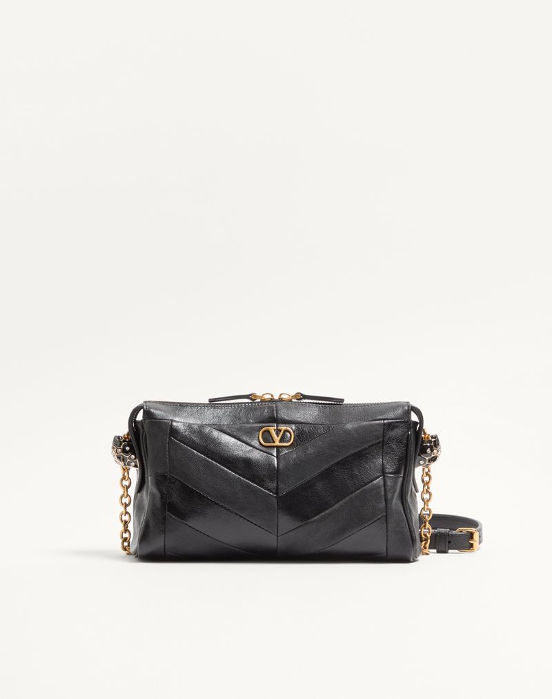 Bolsa de ombro pequena Valentino Garavani Panthea em napa com estampa chevron