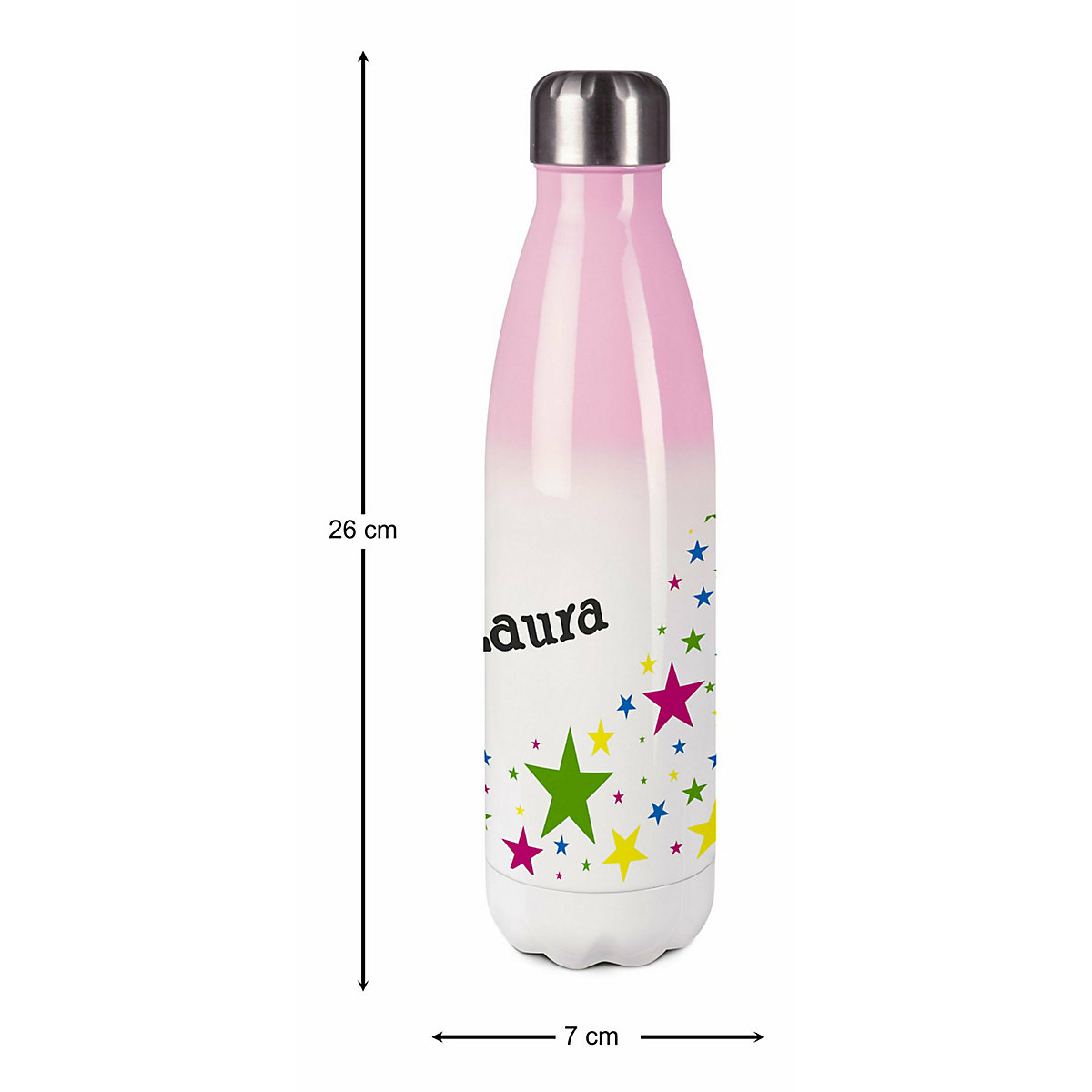 Edelstahl Kinder Thermoflasche / Trinkflasche bunt Sterne Spülmaschinenfest, Auslaufsicher, Bruchfest, Doppelwandig, Für Heißgetränke geeignet, Mit Deckel, Isoliert