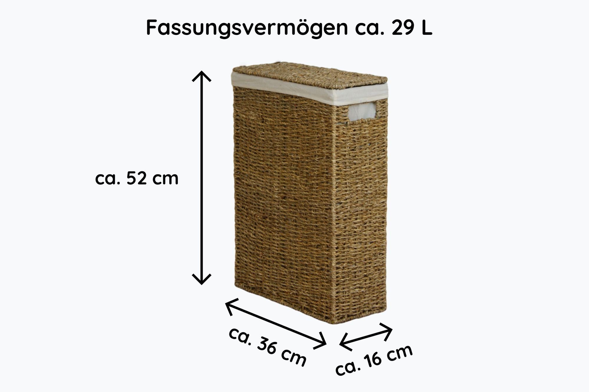 animal-design Wäschetonne, Nischen-Wäschekorb 29L, 50L oder 80L in versch. Größen, Nischenkorb aus Seegras geflochten