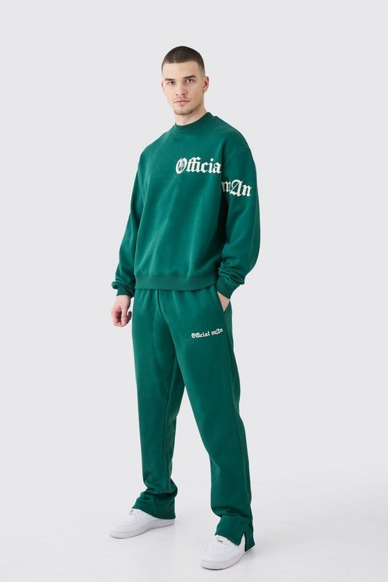 Tall Oversized Boxy Slogan Sweatshirt Tracksuit