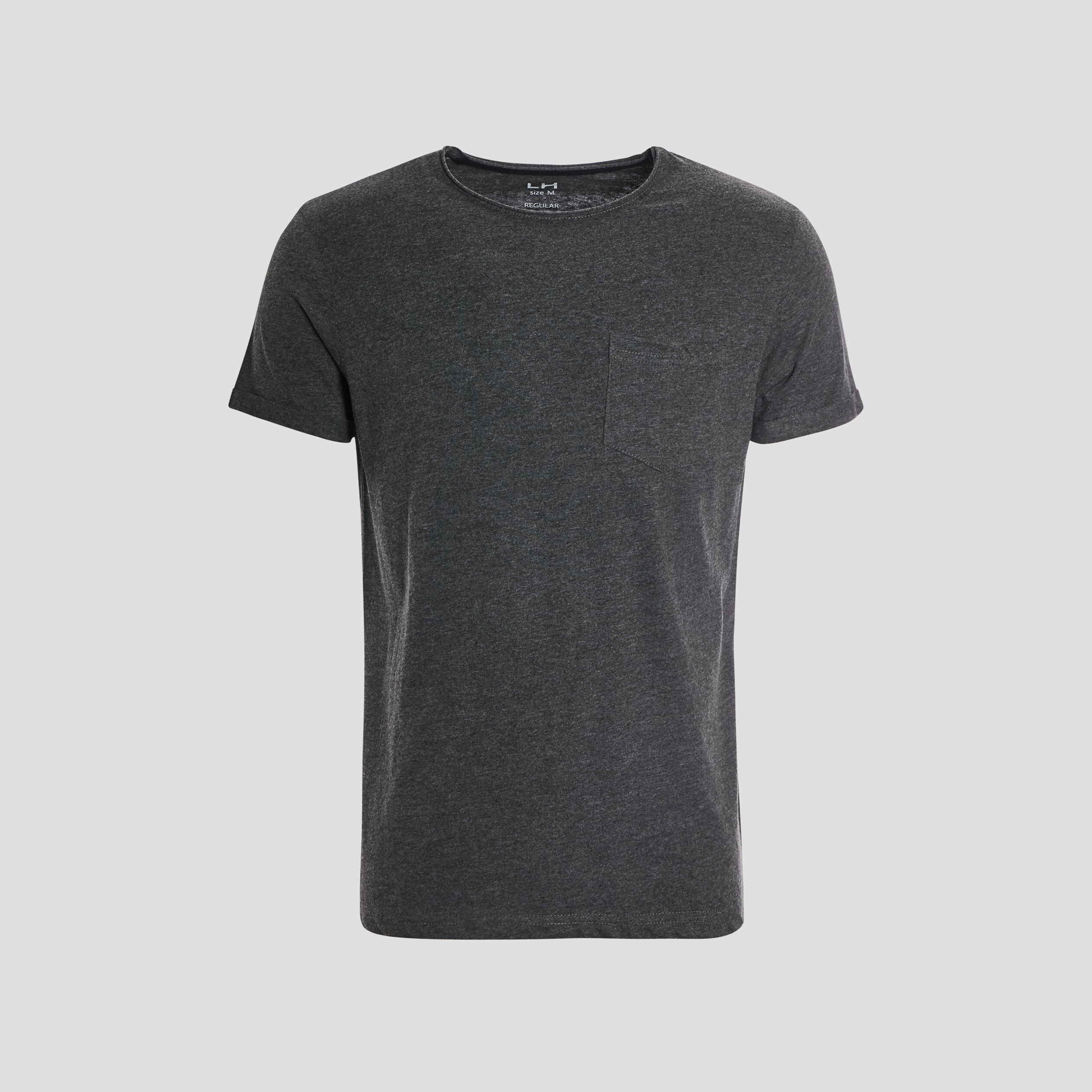 T-shirt col rond avec poche plaquée gris foncé homme | La Halle