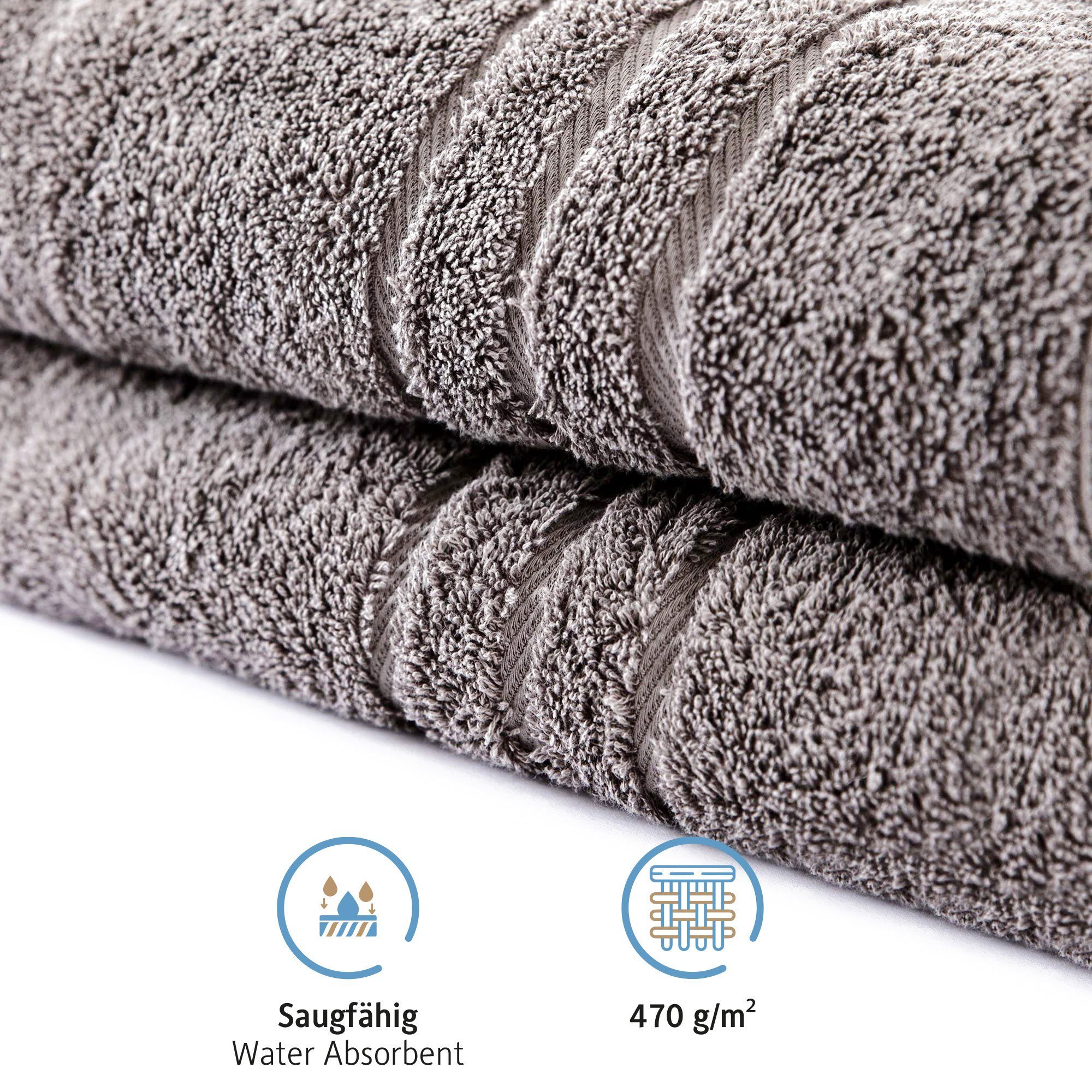 Komfortec Saunatuch 80x200 cm Saunatücher Set aus 100% Baumwolle, Frottee (2-St), XXL, Weich, Groß, Schnelltrocknend