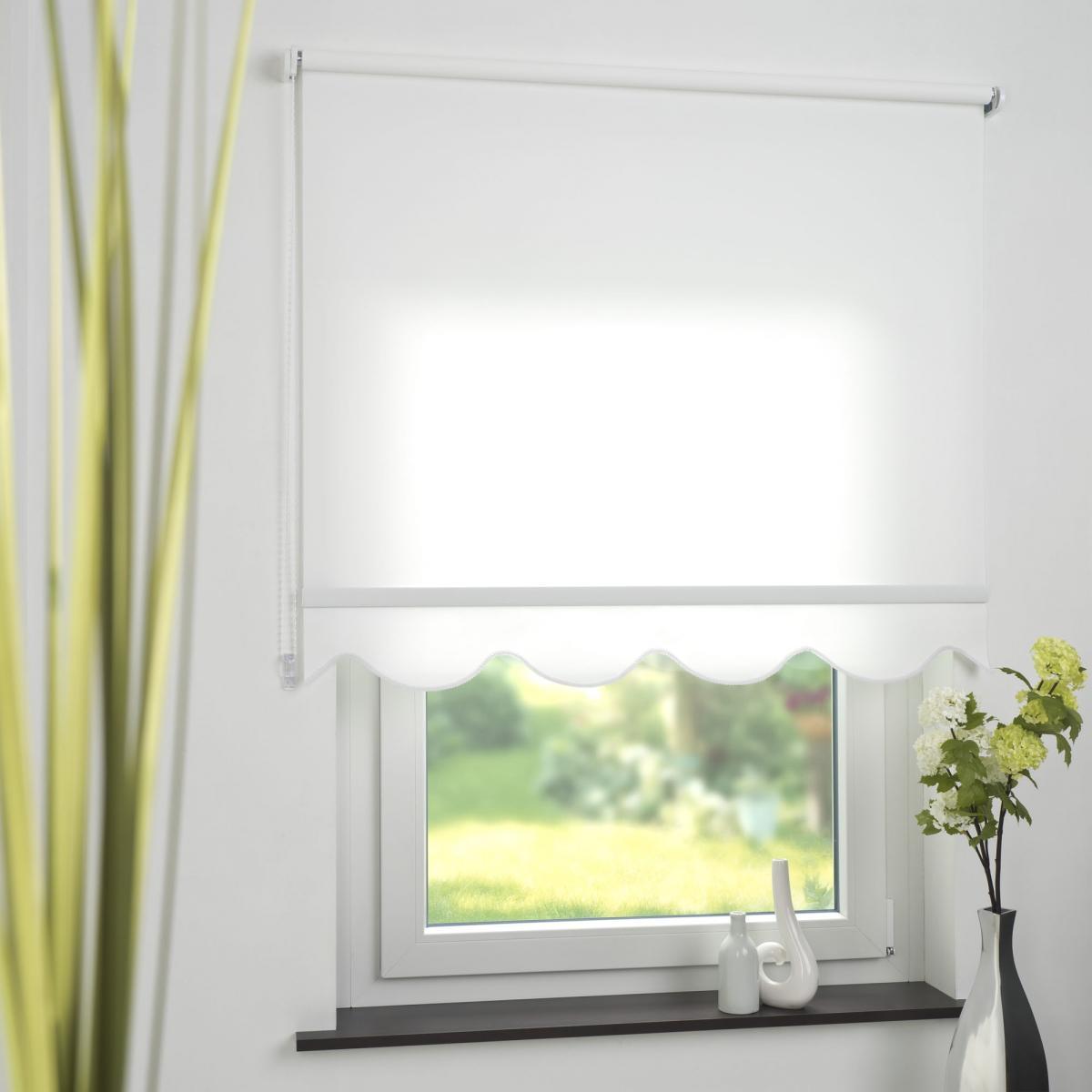Bella Casa Seitenzugrollo Kettenzugrollo Volantrollo Rollo Klassik lichtdurchlässig 72 x 180 cm weiß für Fenster
