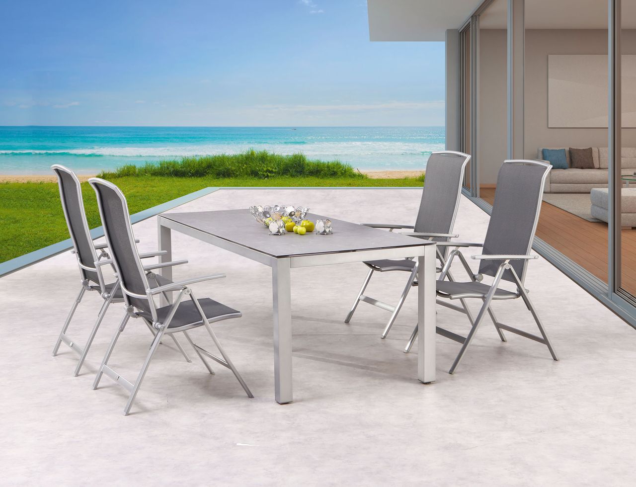 BEST 5-tlg. Dining Gruppe Palermo Houston silber/Keramik