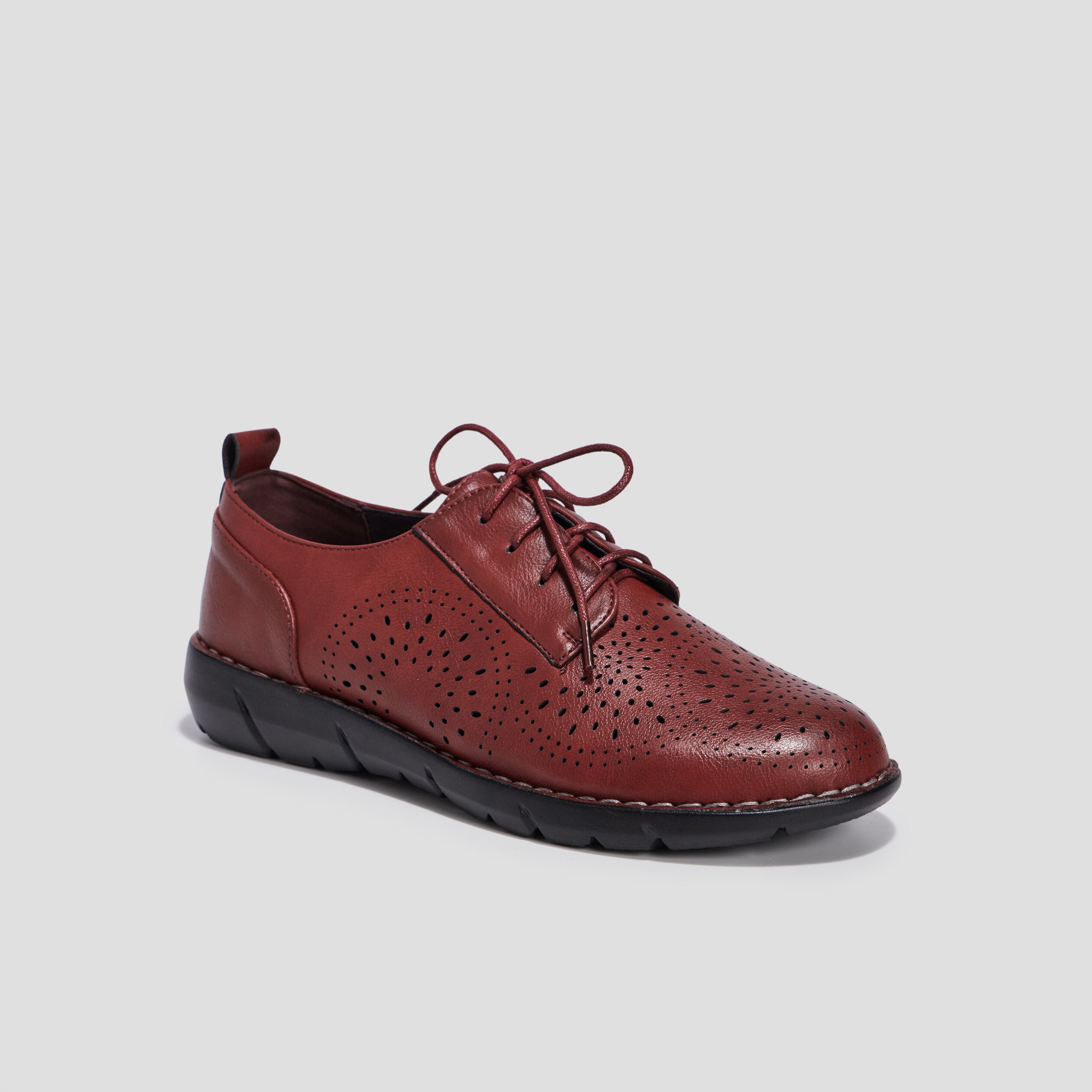 Derbies à lacets compensées rouge femme | La Halle