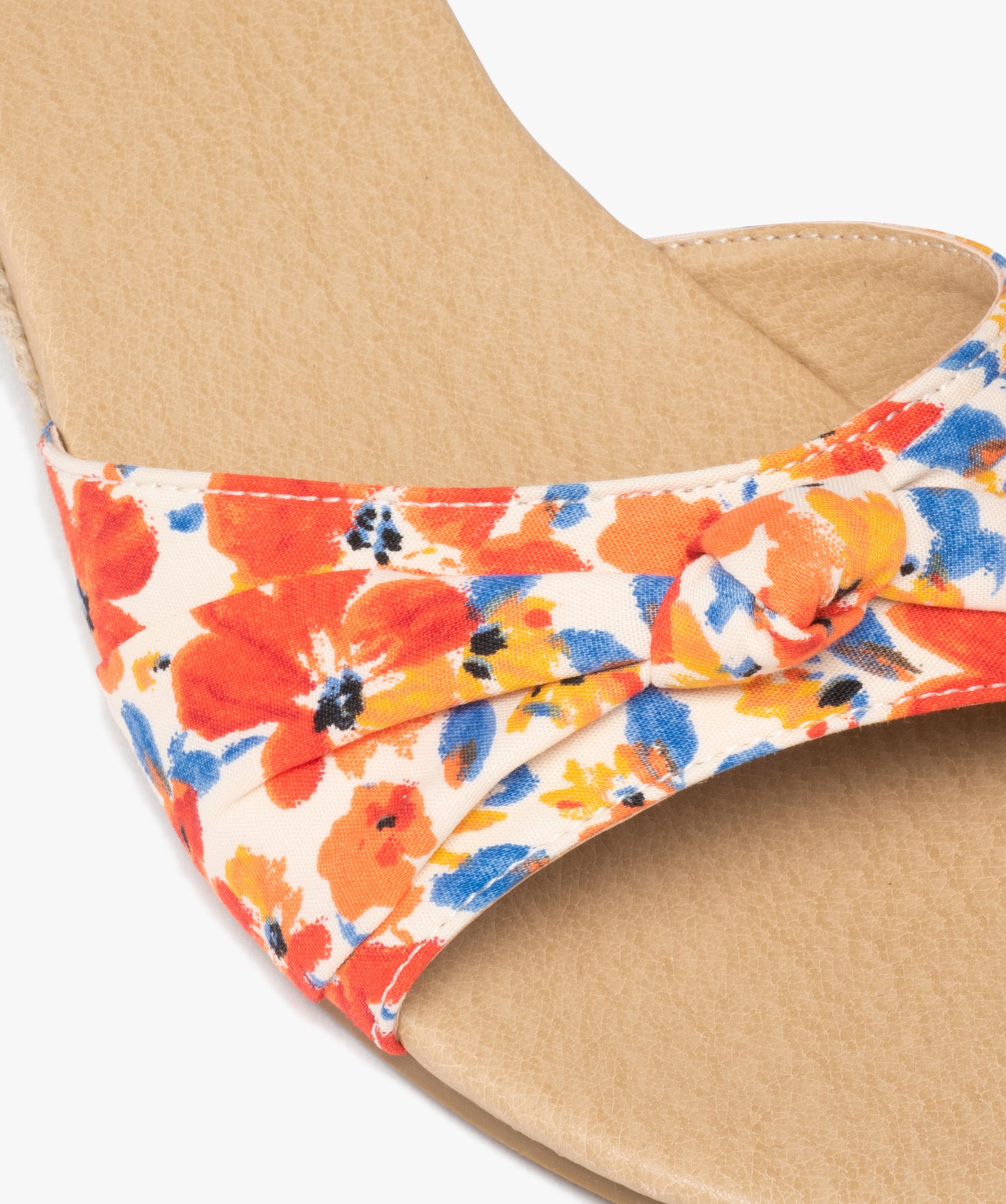 Sandales femme à petit talon compensé et dessus drapé multicolore | GEMO