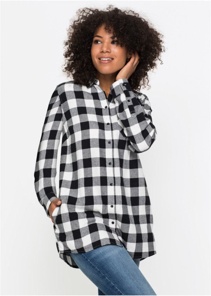 Flanell-Longbluse