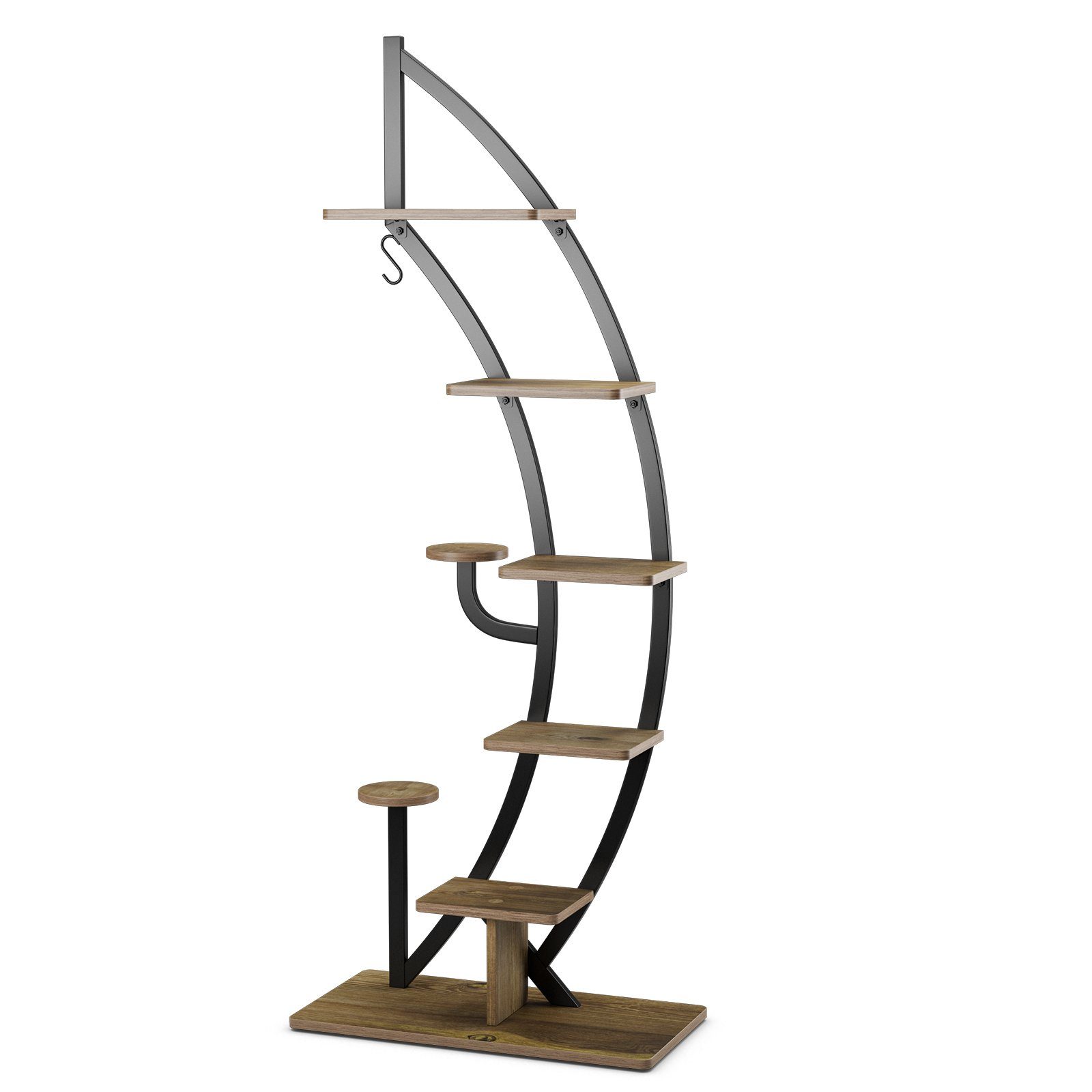 COSTWAY Blumenständer (1 St), 6-stufig, mit 2 Ablagen, Haken & Kippschutz