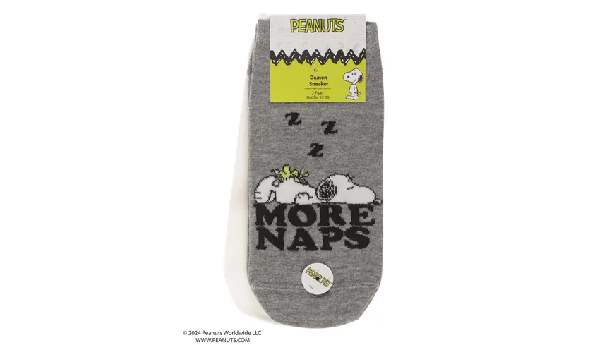 Damen Sneaker Socken Peanuts 2er Pack grau/weiß