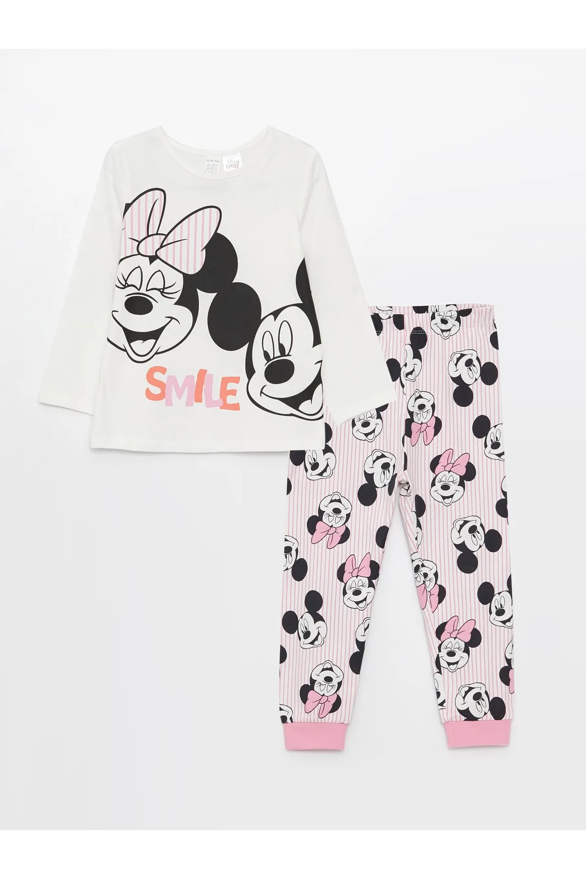LC Waikiki  Pyjama-Set für Baby-Mädchen mit Rundhalsausschnitt und langen Ärmeln und Disney-Aufdruck