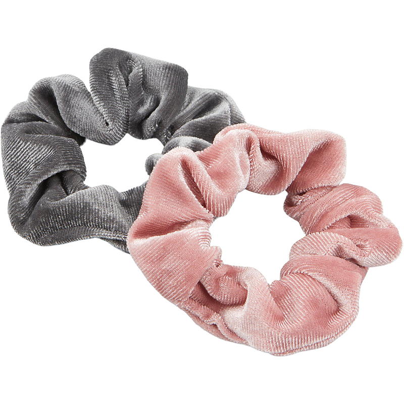 Essentii Hårstrikk 2-pk scrunchie rosa/sølv
