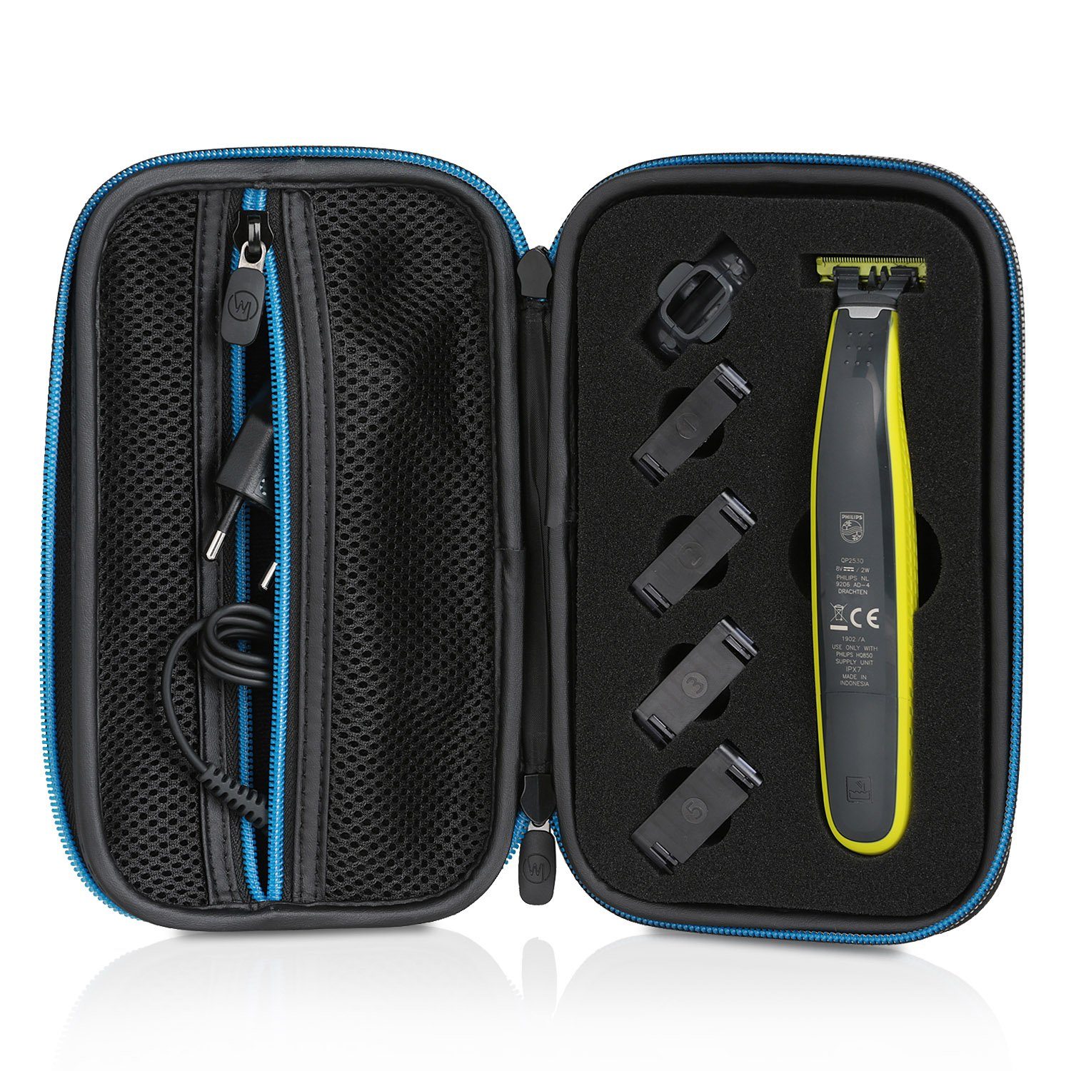 Wicked Chili Rasierer-Etui Case / Tasche für Philips OneBlade QP25xx & QP26xx n.Z., Hard-shell Schutzhülle / Strapazierfähiges Material / Passgenau / Inla