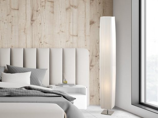 meineWunschleuchte LED Stehlampe, LED wechselbar, warmweiß, dimmbar klein-e Stoff-lampe Plissee Designer-lampe Ecke, Höhe 119cm