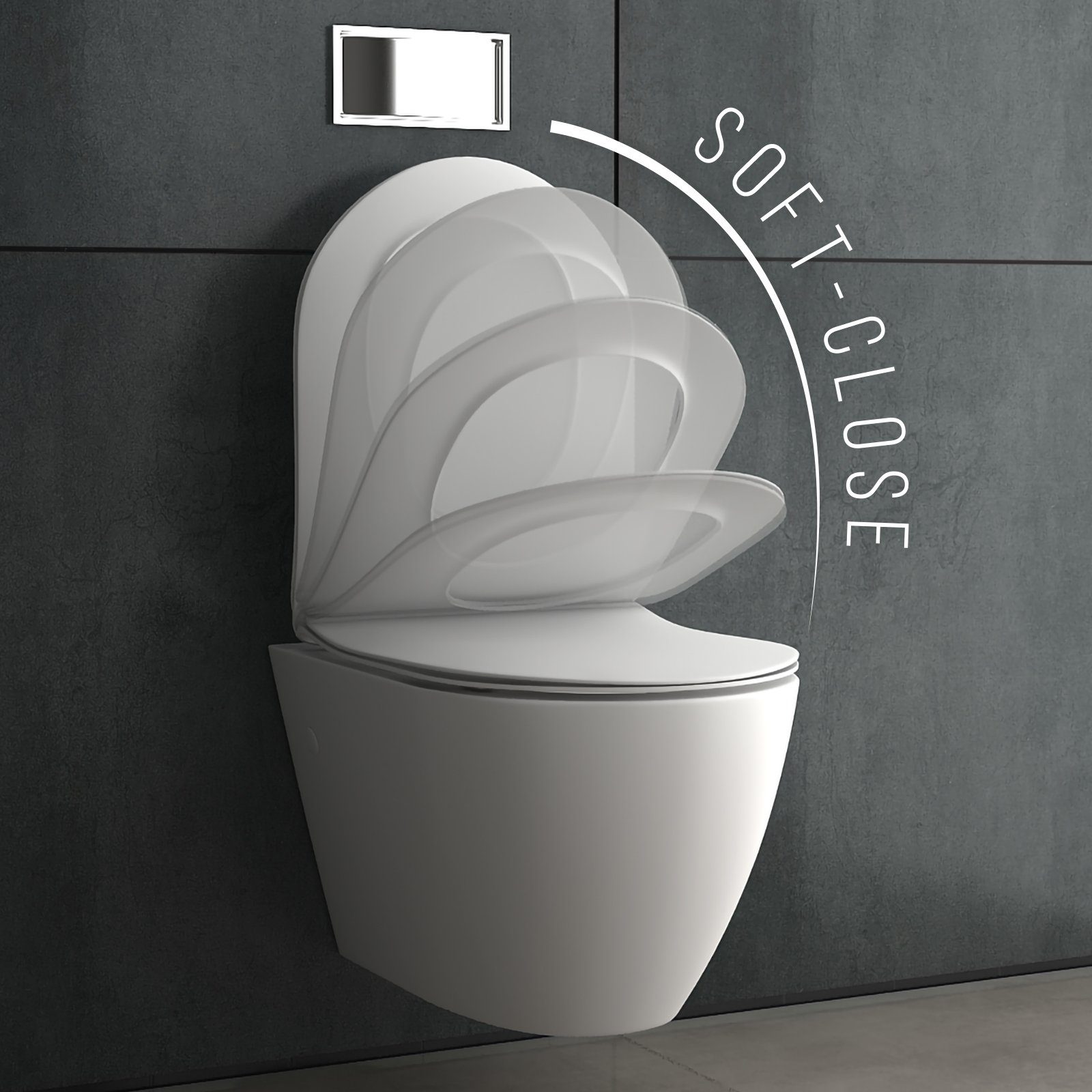 Alpenberger Tiefspül-WC Spülrandloses Hänge WC mit Nano - Geberit Passend, Wandhängend, Abgang Waagerecht, Toilette 2-tlg., Keramik Wand WC mit WC Deckel mit Absenkautomatik