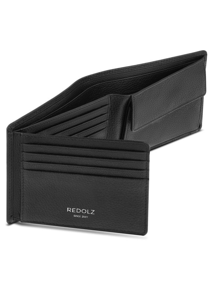 Redolz Leather Essentials QF Geldbörse RFID Leder 12 cm ausklappbar in black günstig kaufen onesize