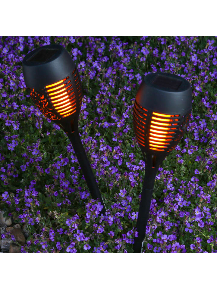 MARELIDA 2er Set LED Solar Gartenfackel mit Flammeneffekt H: 40cm in schwarz günstig kaufen onesize