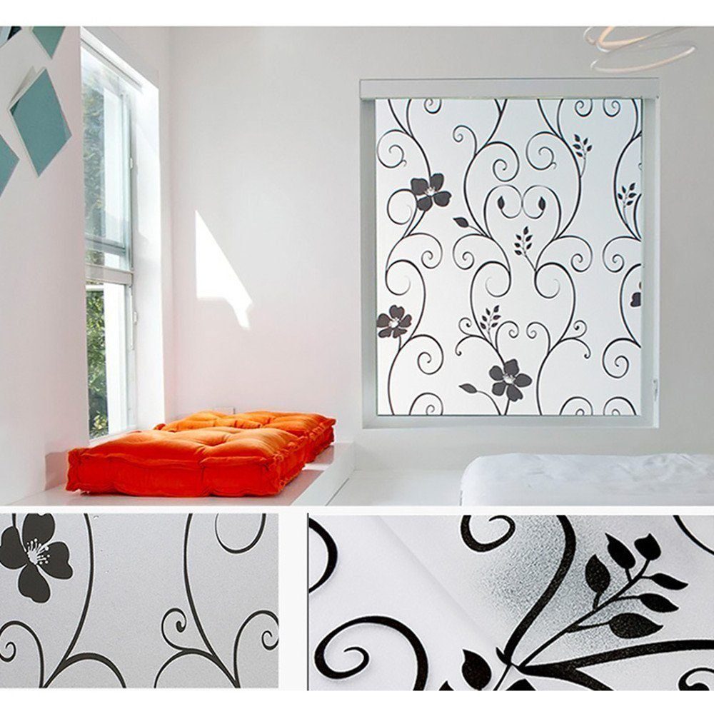 Fensterfolie Selbstklebend ohne Klebstoff Fensterfolie Statisch Folie mit Anti-UV, iscooter, Fensterfolie Streifenfolie Dekofolie, Statisch Folie 90 * 500CM
