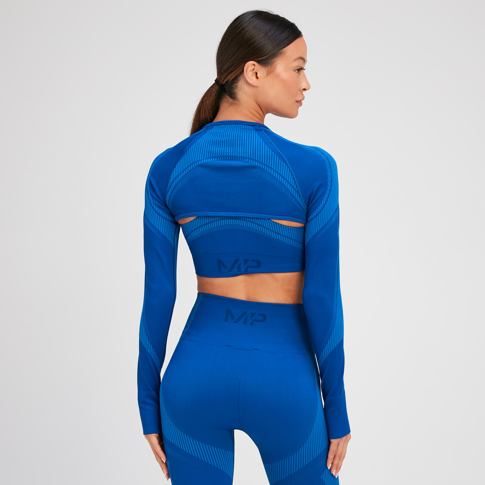 Crop top sans coutures à manches longues MP Tempo Ultra pour femmes – Bleu surf