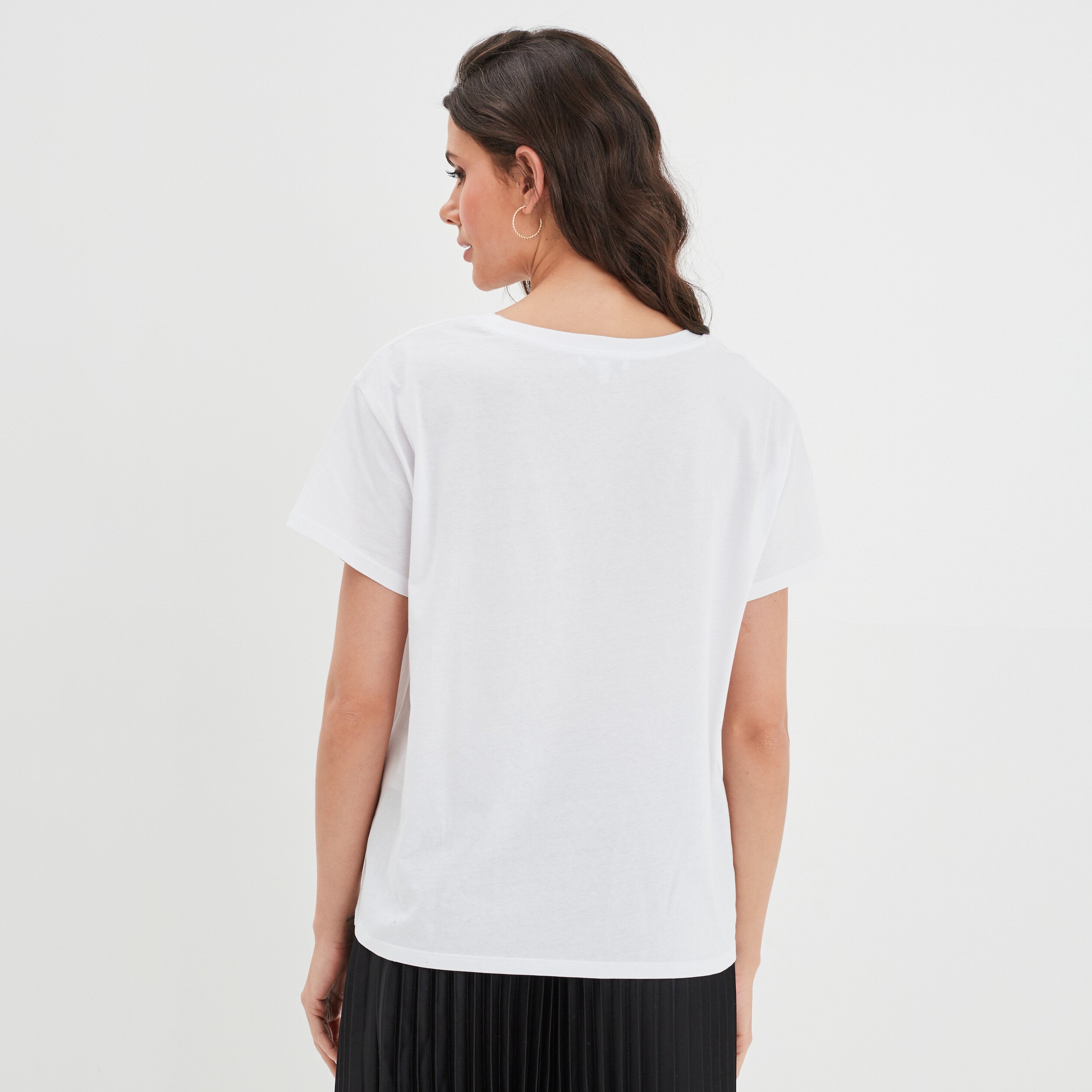 T-shirt oversize broderie devant coton blanc femme | La Halle