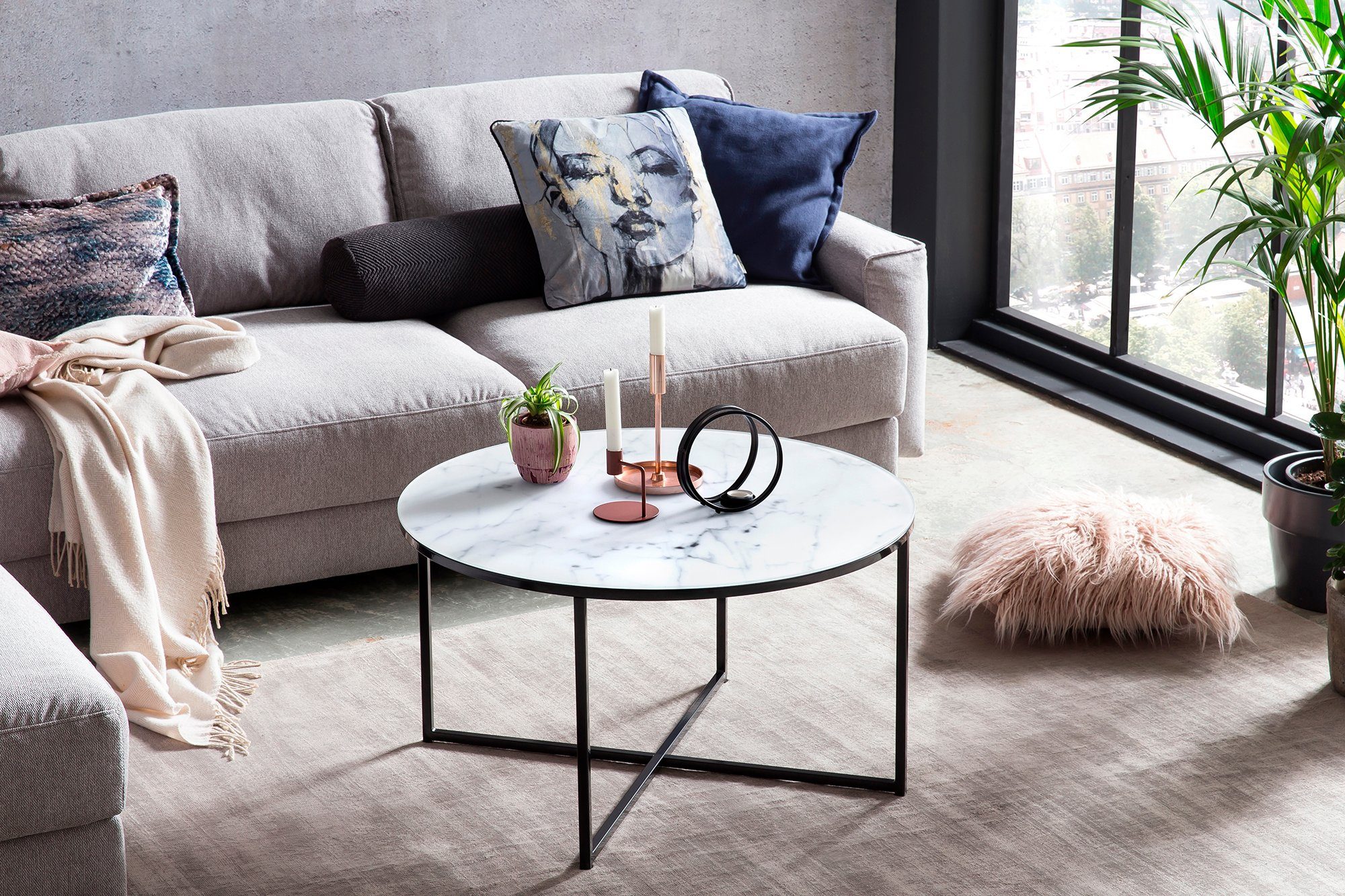SalesFever Couchtisch, Tischplatte in Marmoroptik
