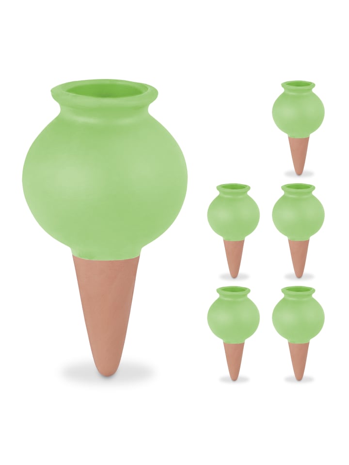relaxdays 6 x Tonspitzen in Terrakotta/ Grün günstig kaufen onesize