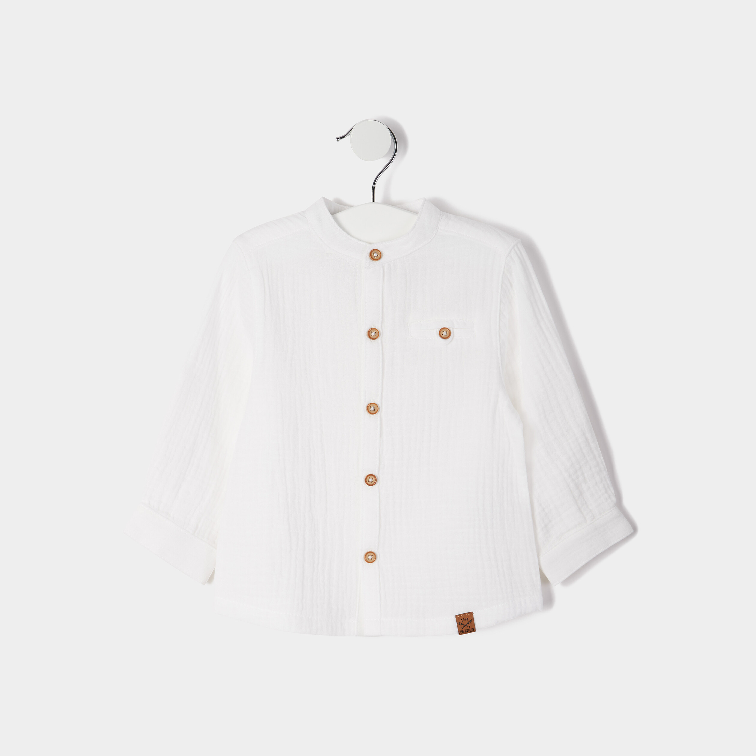 Chemise manches longues col mao blanc bébé garçon | La Halle