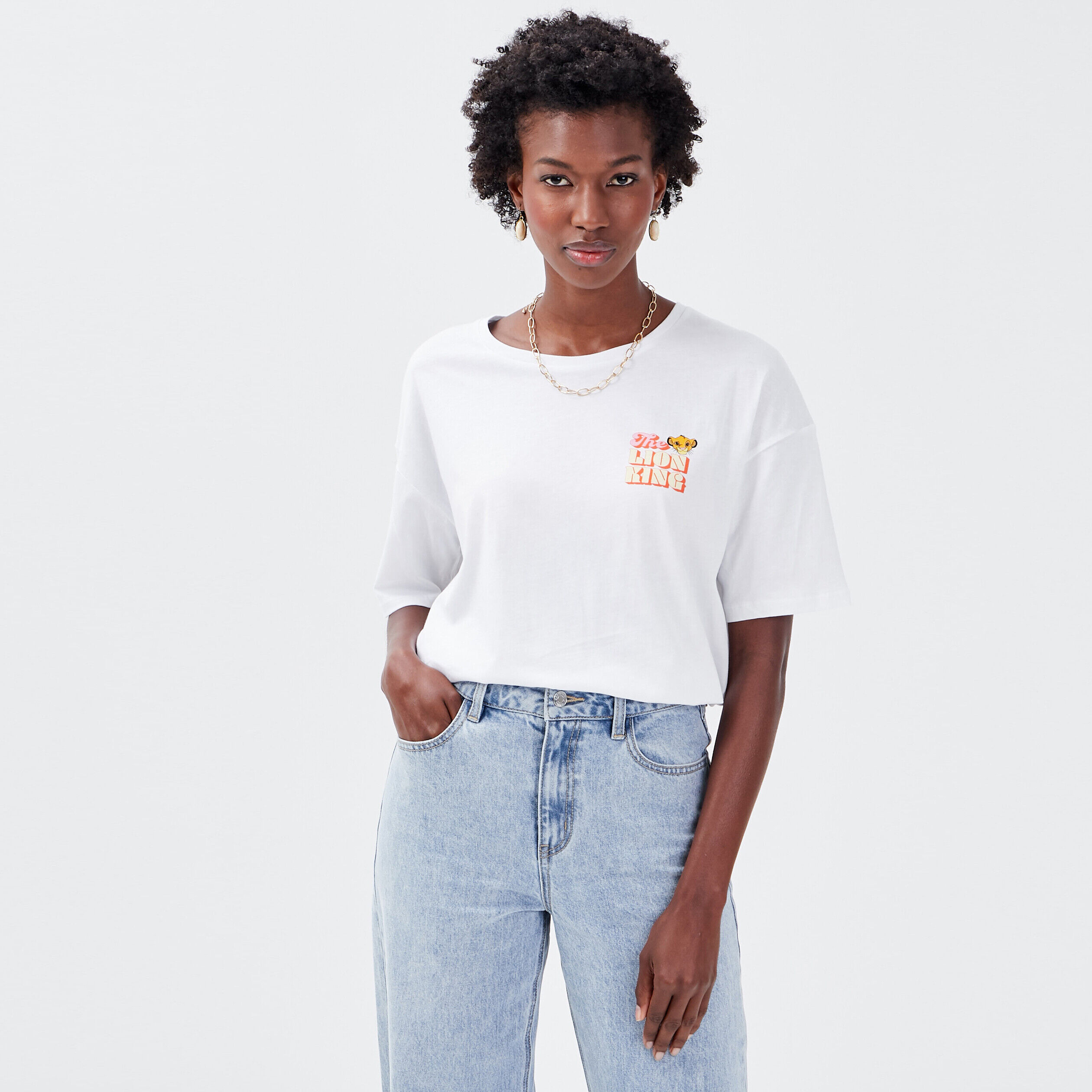 T-shirt Le Roi lion blanc femme | Cache Cache