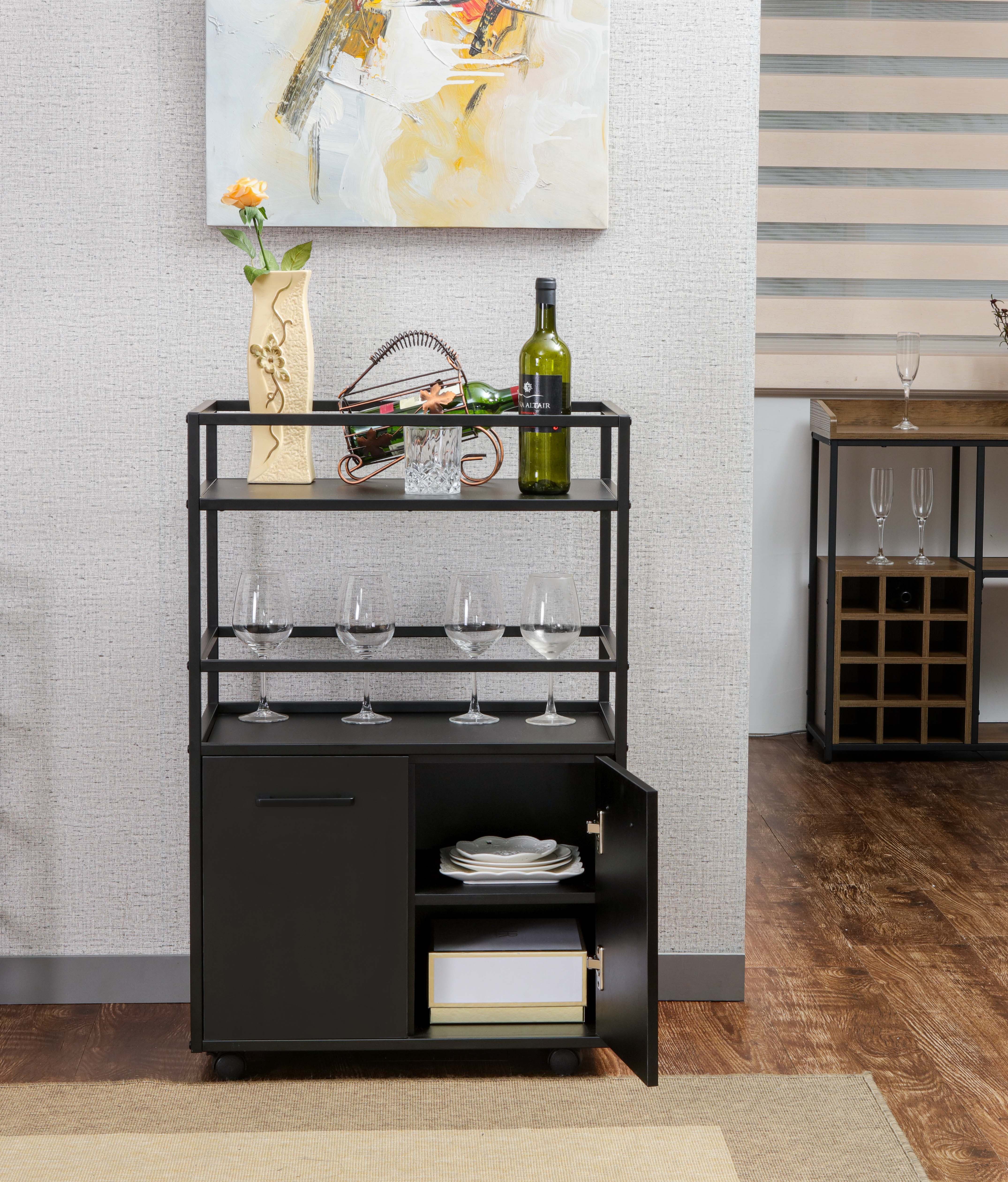 INOSIGN Barschrank Mosaik (1-St) Auf Rollen und mit zwei Einlegeböden